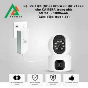 Bộ lưu điện 5V APOWER QX2152B, sạc dự phòng chuyên dụng cho camera, pin 1800mAh, thời gian lưu 5 tiếng, bảo vệ camera IP khi cúp điện, dễ lắp đặt