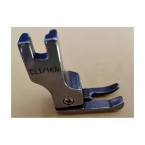 Chân vịt may mí trái CL1/16N Susei 1,6 mm, chân vịt bù trái hẹp cho máy may công nghiệp 1 kim, thiết kế hỗ trợ giữ khoảng cách từ mép vải đến đường may, phù hợp xưởng may và sửa chữa máy may