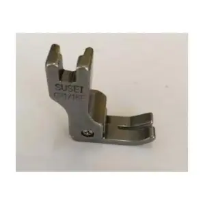 Chân vịt mí phải CR 1/16E SUSEI, kích thước 1,6mm, chân vịt bù mép cho máy may 1 kim công nghiệp, hỗ trợ dẫn vải ổn định và duy trì cự ly đường may, phù hợp may mí, may đường thẳng và gia công quần áo