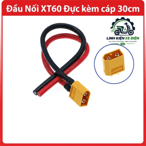 Đầu nối nguồn XT60 đực kèm cáp 30cm, jack XT60 male, dây nối pin LiPo, dây pigtail nguồn, đầu cắm bộ điều tốc ESC, phụ kiện drone FPV, xe RC, robot, mô hình điện, bộ sạc và hệ thống phân phối nguồn DC