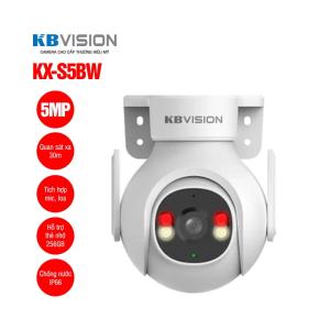 AN TOÀN NGOÀI TRỜI, MÀU CẢ ĐÊM – Camera Wifi KBVision KX-S5BW 5MP quay quét ngoài trời, LED + IR 30m, AI phát hiện người & xe, quay quét 355°/65°, báo động + đàm thoại