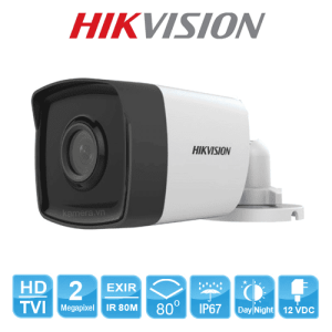 BẢO VỆ BỀN BỈ, KẾT NỐI ĐA ĐỊNH DẠNG – CSCamera Hikvision DS-2CE17D0T-IT5 2.0MP, hỗ trợ TVI/AHD/CVI/CVBS, DWDR, ống kính 3.6/6/8/12 mm, quan sát đêm 80m, IP67