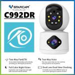 Camera An Ninh VStarcam C992DR Dual Lens 5MP, Quay Quét Toàn Cảnh, Night Vision Màu, Nhận Diện Người, Kết Nối 4 Thiết Bị