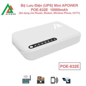 DỰ PHÒNG KHI MẤT ĐIỆN, KHÔNG LO GIÁM SÁT NGẮT QUÃNG – UPS DC Mini APOWER POE-632E 10 000 mAh, đầu ra USB/DC/POE linh hoạt, công suất tối đa 17W, đảm bảo camera